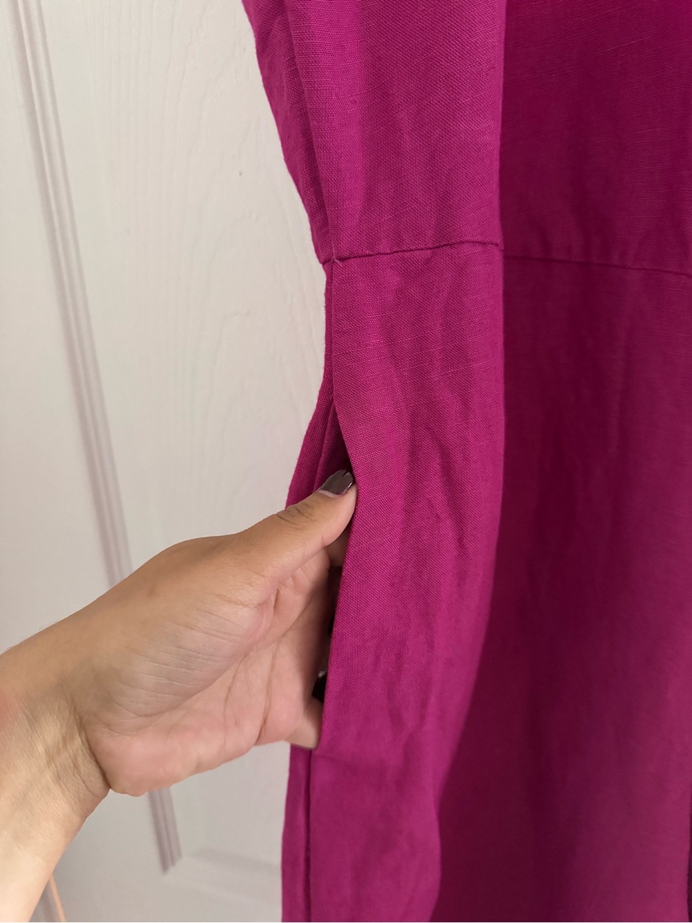 Anthropologie Fuchsia Halter Wide-Leg Jumpsuit with Lace Trim - Picture 9 of 11
